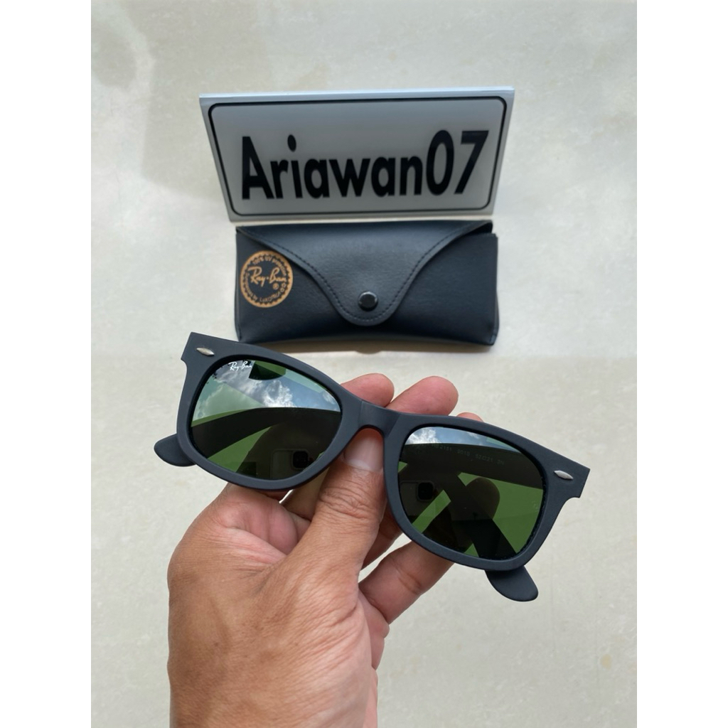 kacamata ray-ban wayfarer square doff kaca hijau sz 52