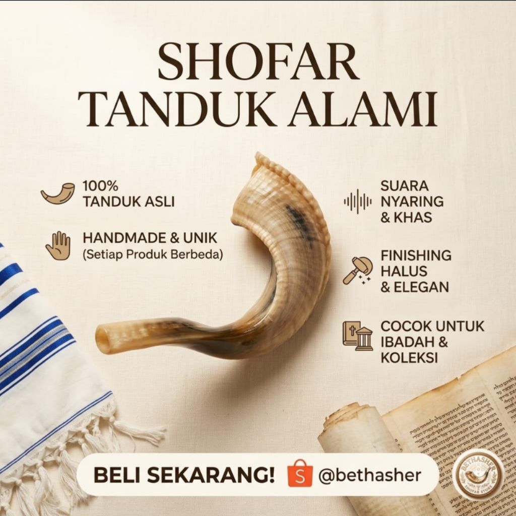 Shofar Tanduk Asli Premium Handmade – Alat Tiup Ibadah & Dekorasi Eksklusif