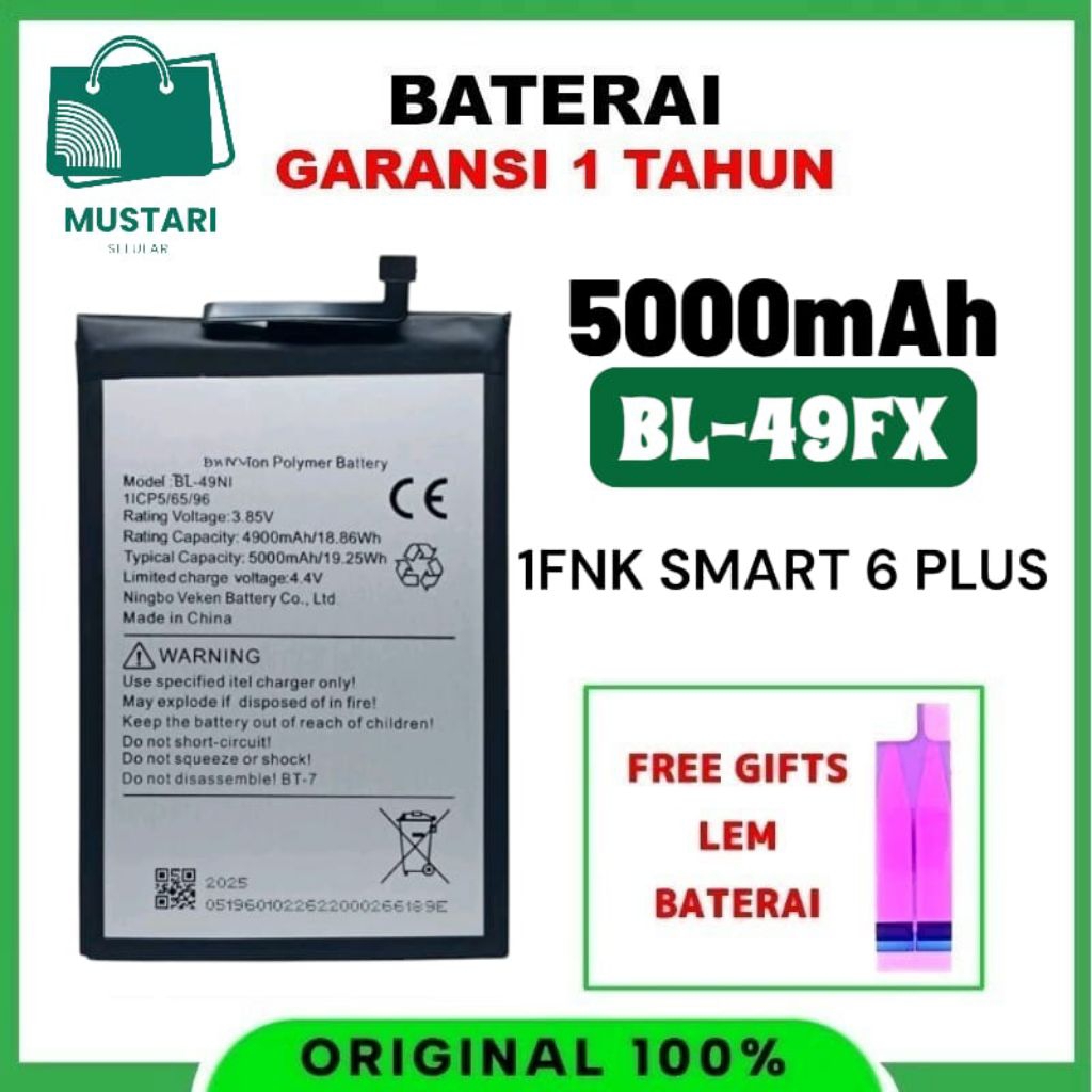 AL BATRE BATERAI HADPONE HP INFINIX SMART 6 PLUS ORIGINAL BL - 49FX BONUS LEM BATRE ORIGINAL