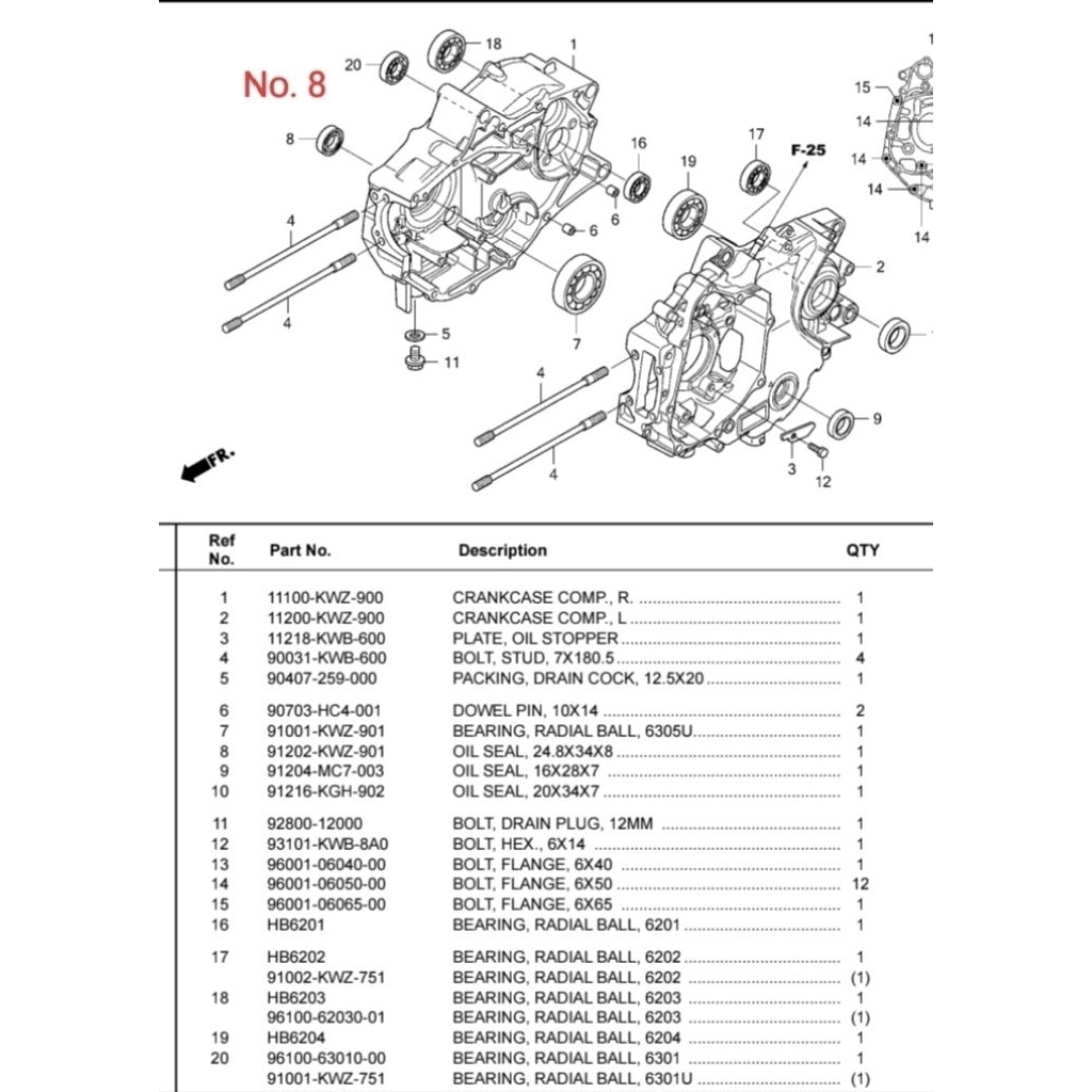 Oil seal 24.8x34x8 untuk motor Revo 110cc AT