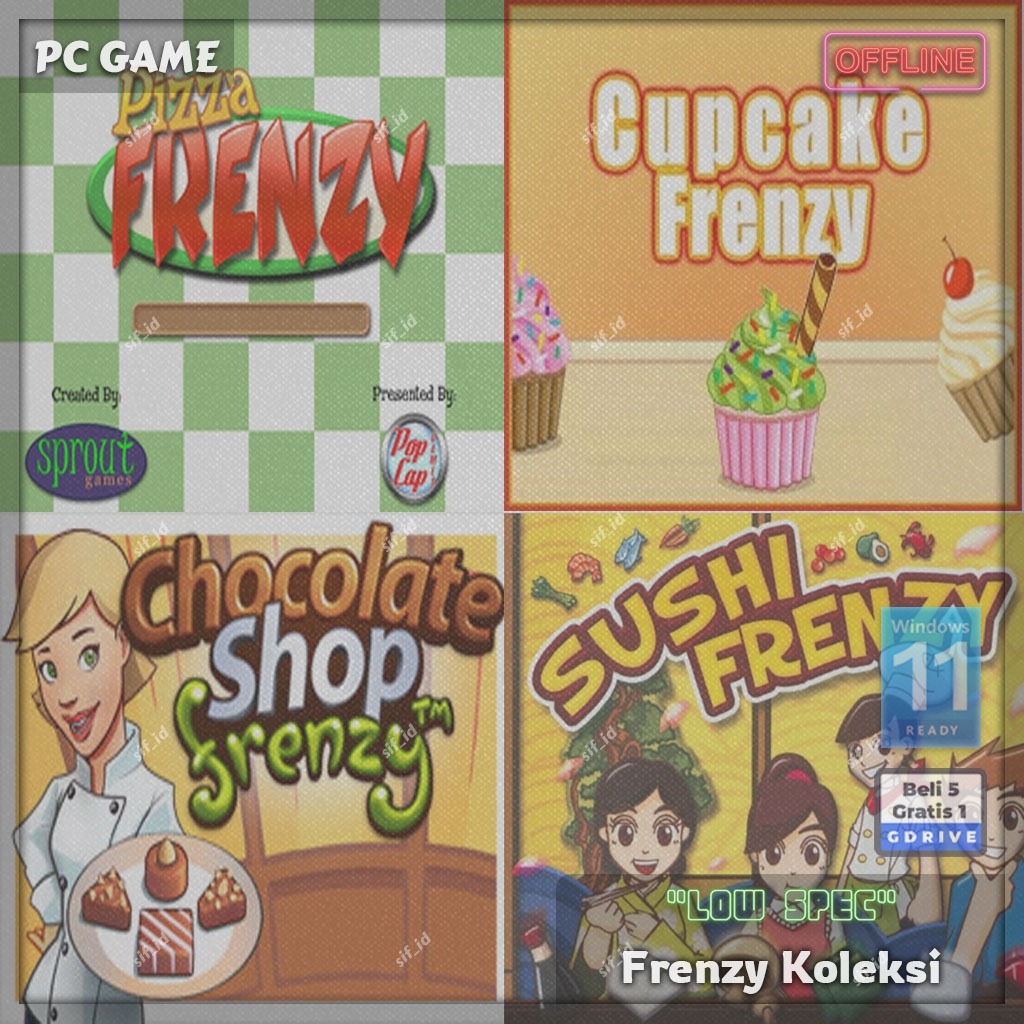 Pizza Frenzy - Cupcake Frenzy - Chocolate Shop Frenzy - Sushi Frenzy - Frenzy Koleksi Game PC