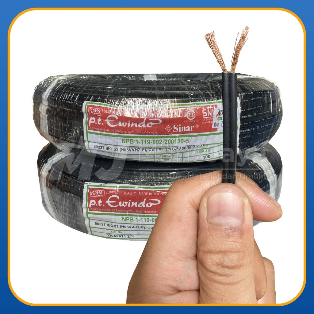 (PER METER) EWINDO SUCOFINDO Kabel Serabut VFF 2 Jalur 2x0,75 2x0.75 mm
