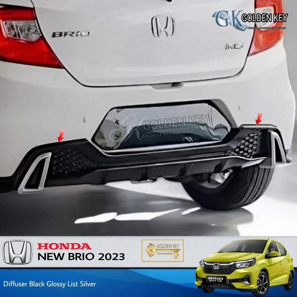 Diffuser Bumper Belakang New Brio 2023 up to 2025 Rear Bumper Diffuser Urbanite Black Glossy