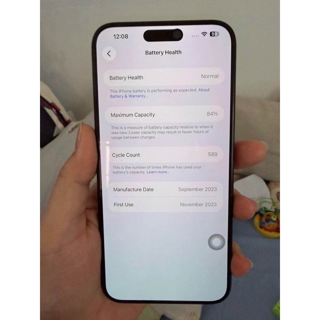 preloved iphone 15 PM 256GB BH 85%