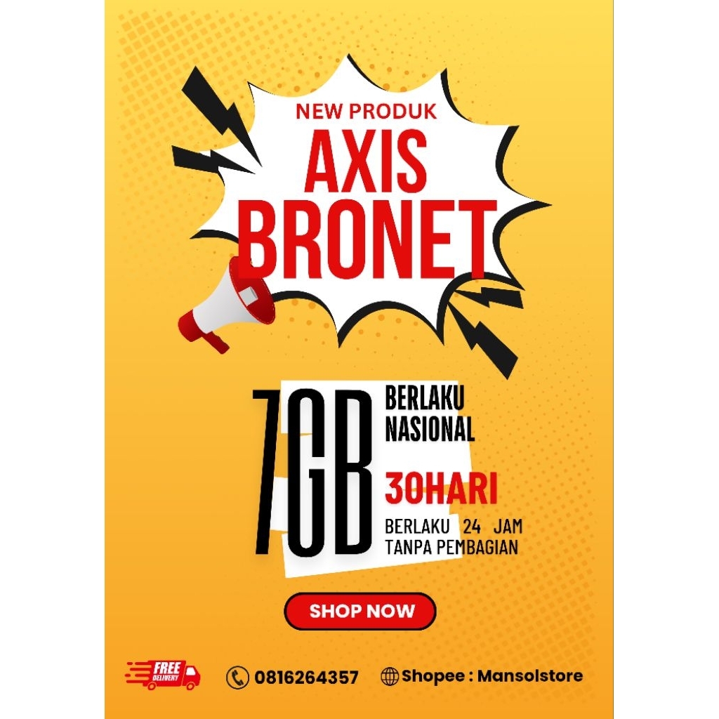 voucher paket data axis 7GB 30hari / kuota internet axis