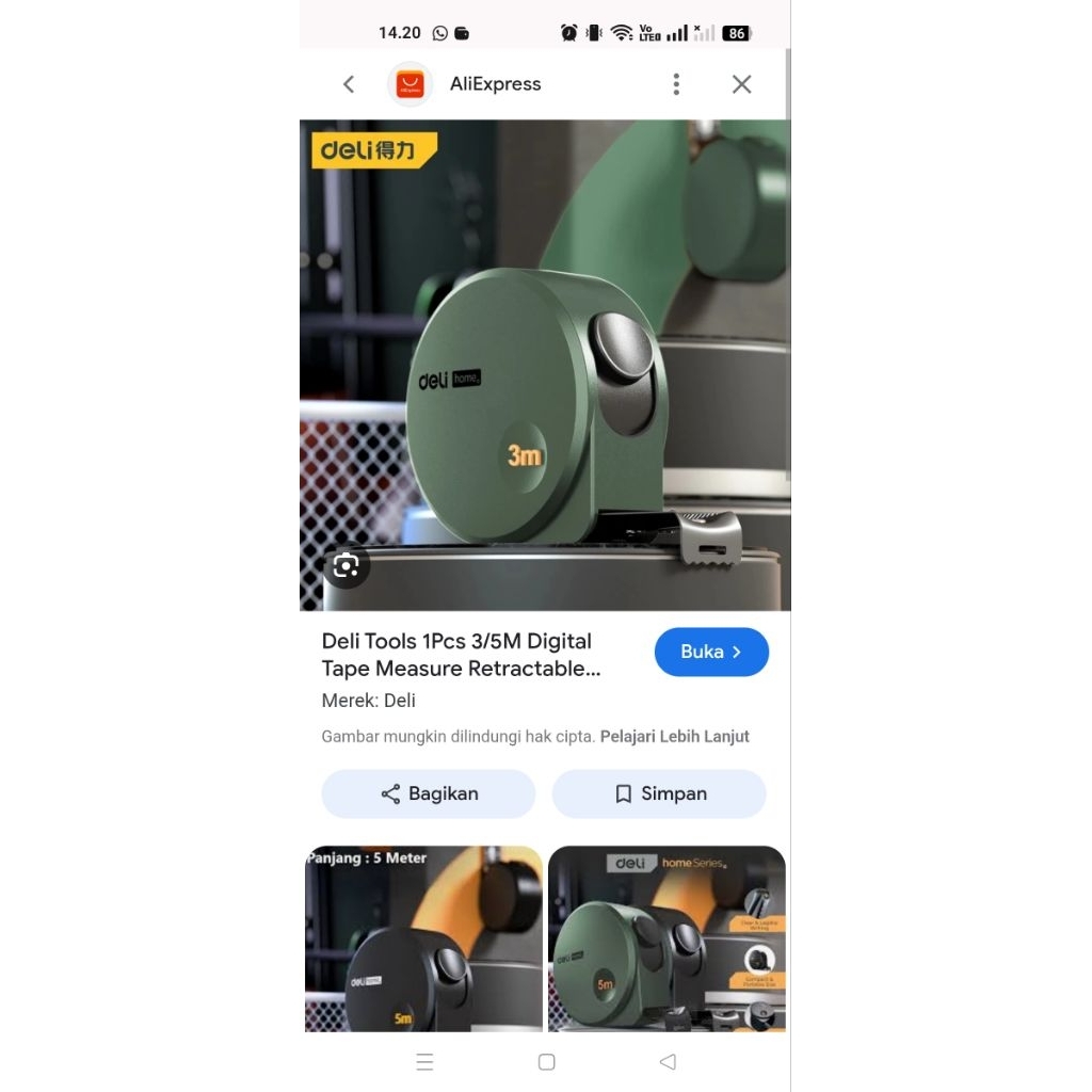 Deli Tools Meteran Tukang 3Meter - Akurat, Mudah Dibaca, Desain Elegan