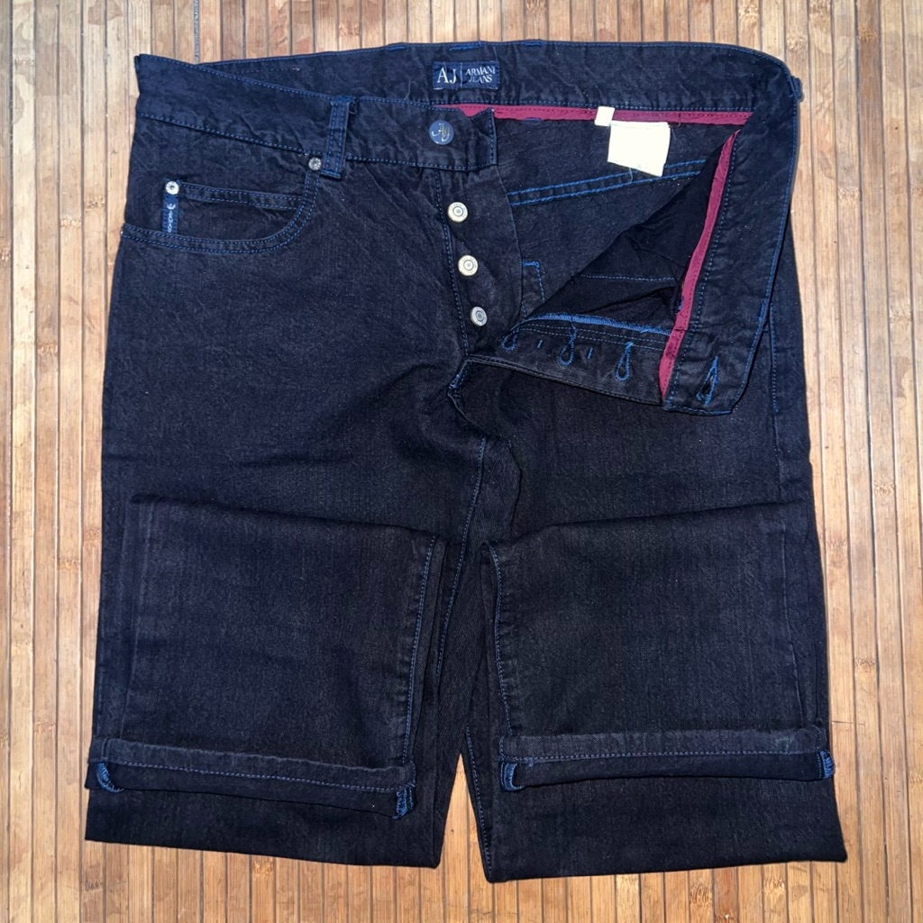 ARMANI EXCHANGE REGULAR STRAIGHT BUTTON FLY  BLACK DENIM JEANS