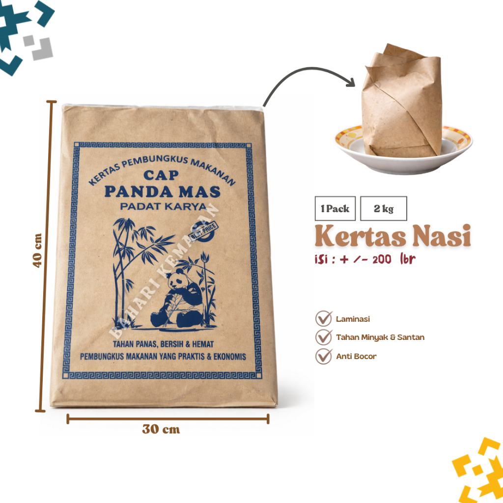 KERTAS NASI LAMINASI MINYAK BUNGKUS 30X40 2kg