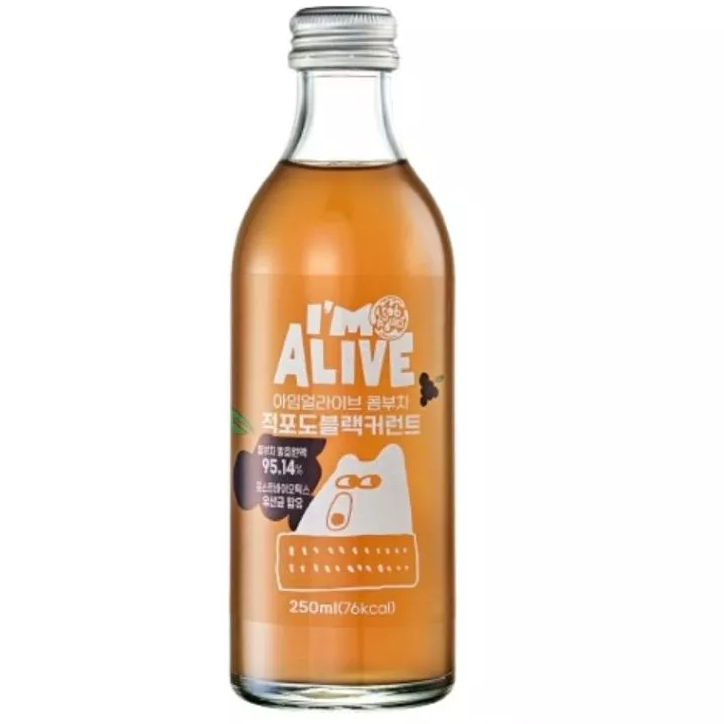 I'm Alive Kombucha Red Grape Blackcurrant/ Teh Fermentasi Anggur merah black currant 250ml ready sto