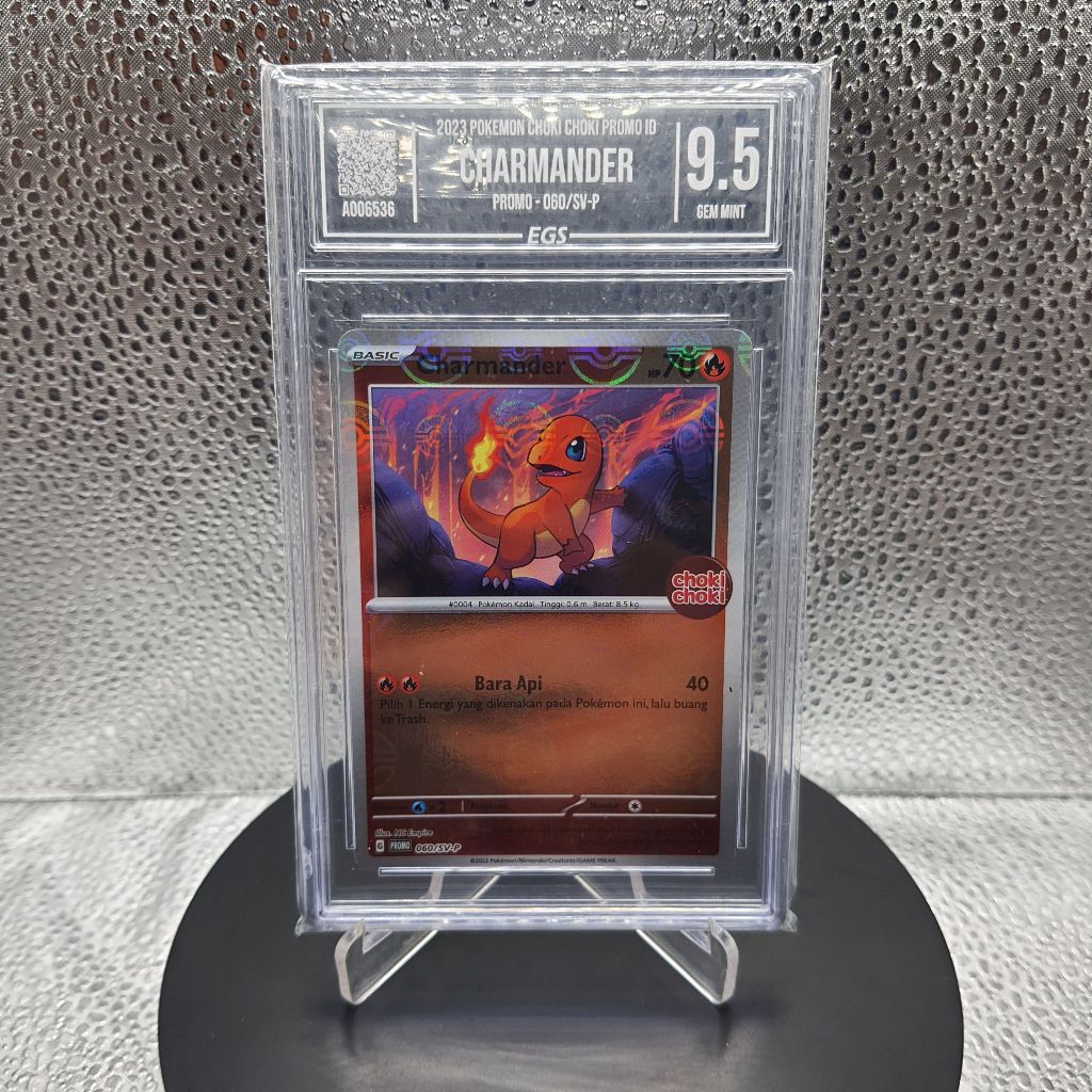 Kartu Pokemon - 2023 Pokemon Indonesia Choki Choki Promo SV-P #060 Charmander Grading EGS 9.5