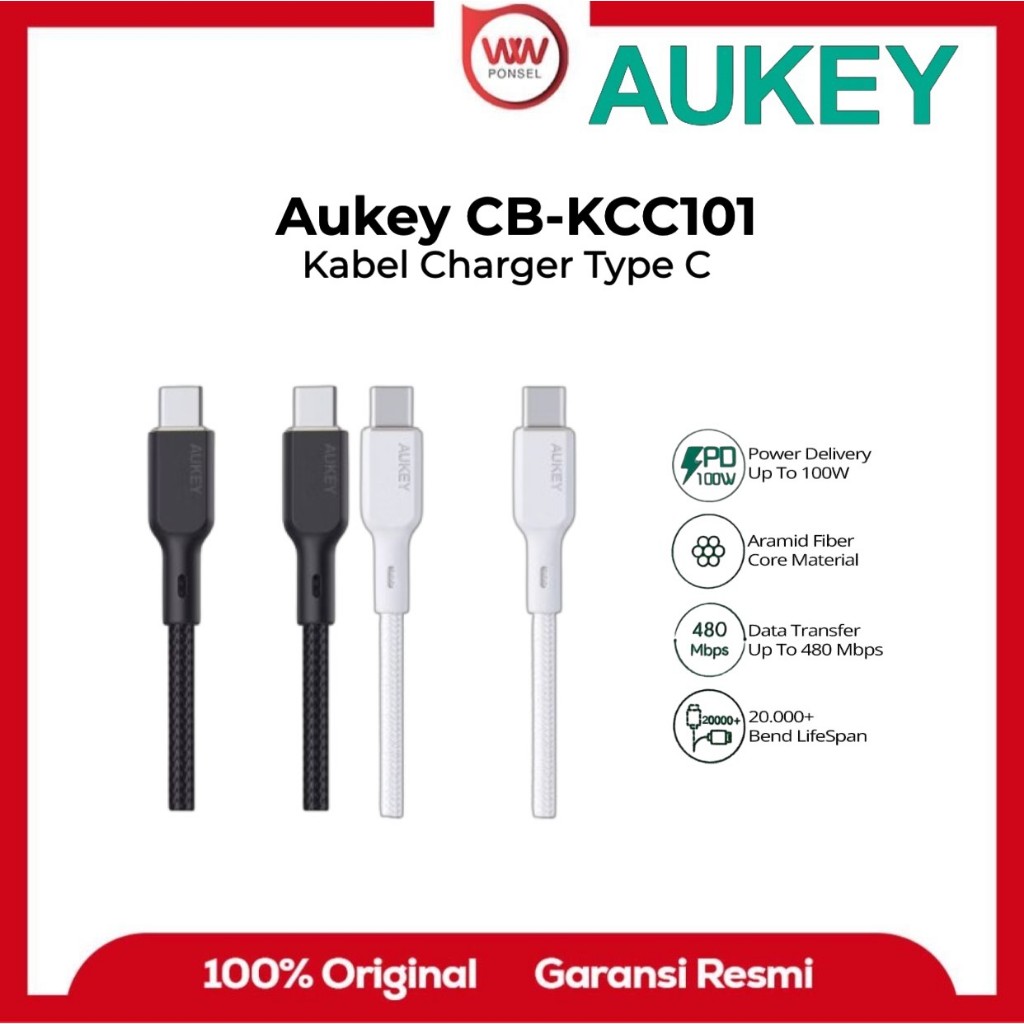 AUKEY CB-KCC101 Kabel Charger Type-C Braided Nylon USB-C to USB-C Cable