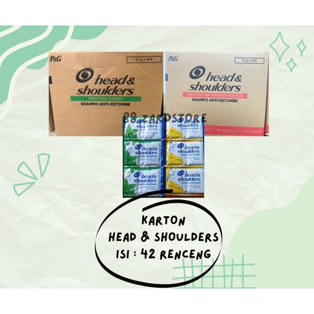 [ 1 KARTON ] SHAMPOO HEAD AND SHOULDERS LEMON / SHAMPOO SACHET HEAD SHOULDERS MENTOL