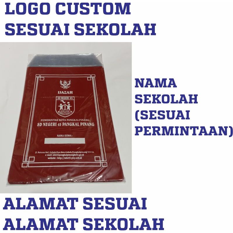 KANTONG IJAZAH PLASTIK MAP PAUD TK SD SMP SMA CUSTOM