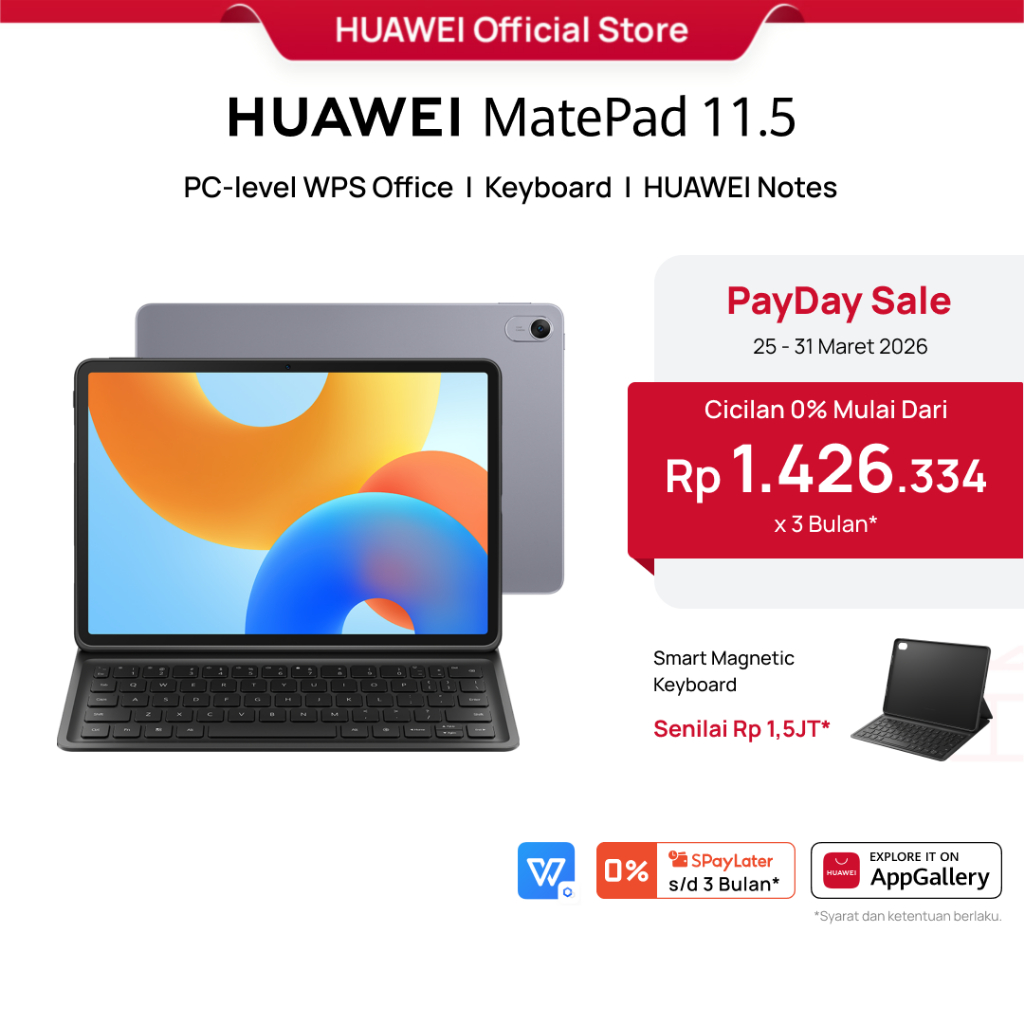 [PayDay Voucher s/d 15%] HUAWEI MatePad 11.5-inch Tablet | PC-level WPS Office | Keyboard | HUAWEI N