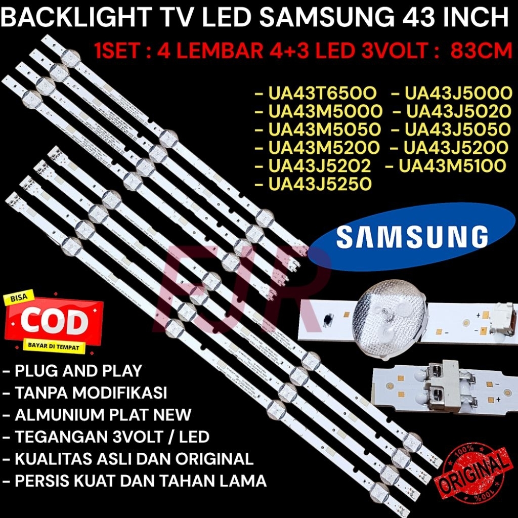 BL LAMPU BACKLIGHT LED SAMSUNG 43 INCI UA43T650O - UA43J5000 - UA43M5000 - UA43J5020 - UA43M5050 - U