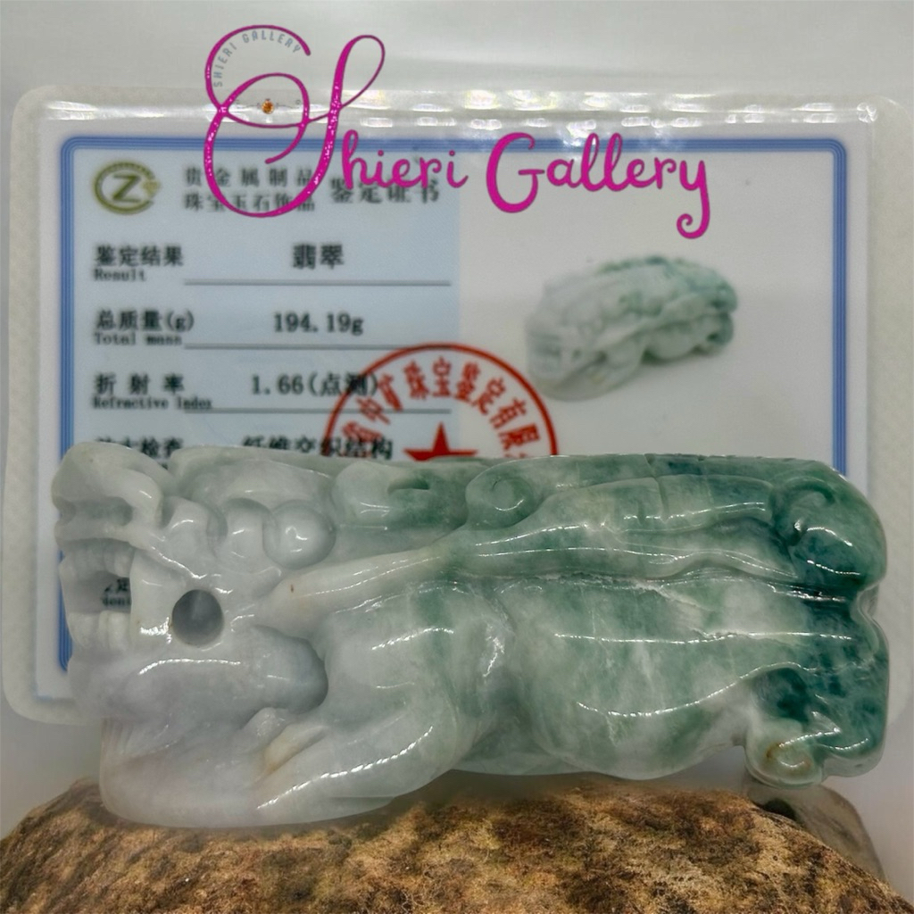 Giok Pajangan Pixiu / Giok Burma Asli / Jade Jadeite Pixiu Display / Rare Jade