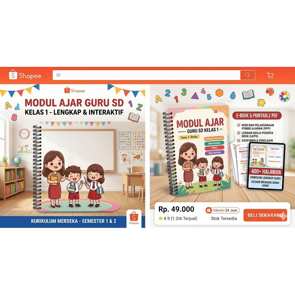 LENGKAP Modul Ajar Kurikulum Merdeka SD Kelas 1 Fase A Semester 1 & 2 + LKPD & RPP Terbaru