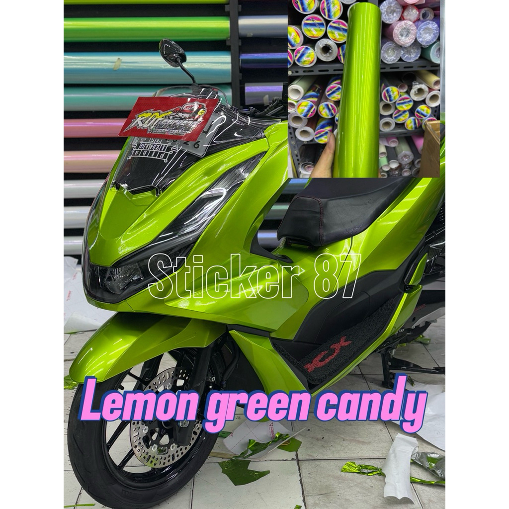sticker skotlet lis motor lemon green candy metalik