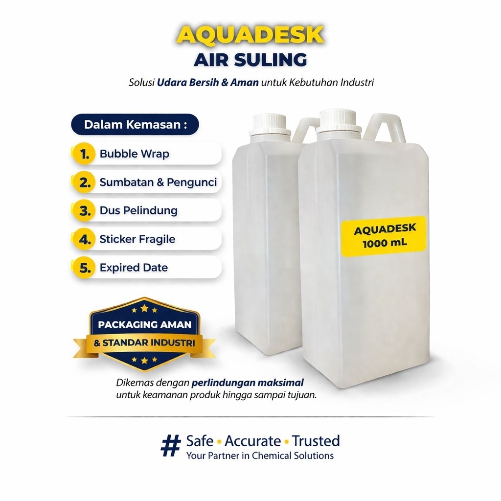 Aquades 1000 ml + Botol  / 1 Liter – Air Suling 1000 M l/ Air Aquades 1 liter