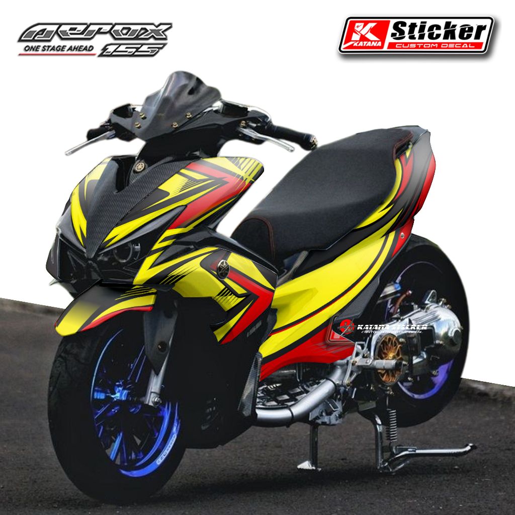 Sticker Decal Full Body Aerox Old 155 Stiker Dekal Yamaha AEROX 155 Kuning Old Motif Gradasi Racing