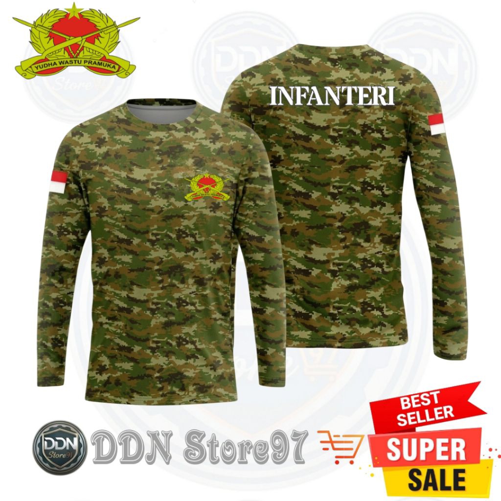 kaos infanteri loreng sage green terbaru lengan panjang