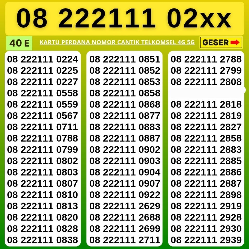 Nomor Cantik Simpati Telkomsel 4G 5G Kartu Perdana Telkomsel Simpati Nocan Simpati Nomer Cantik Telk