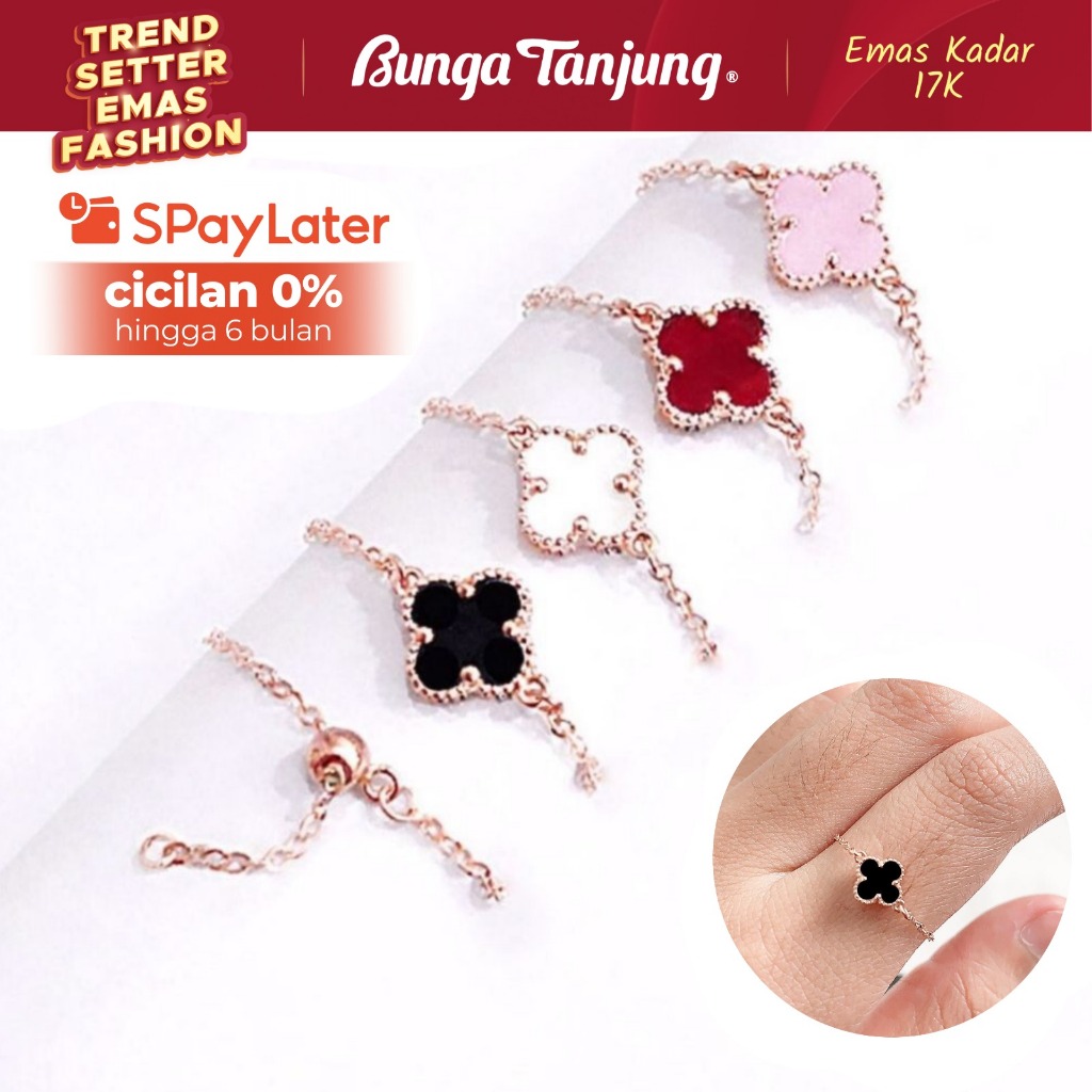CINCIN SERUT CLOVER LY - EMAS 17K - BUNGA TANJUNG GOLD