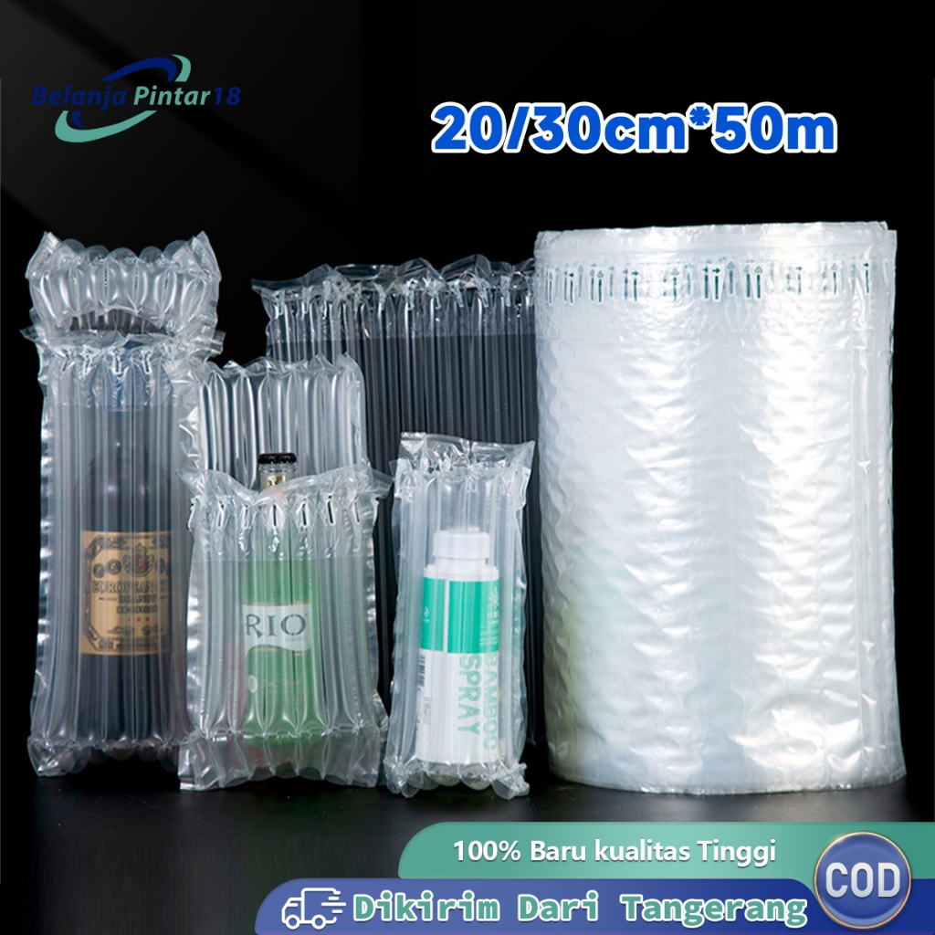 50m Inflatable Air Bubble Cushion Wrap Air Column Bag Plastik Bubble Packing Air Bag Cushion