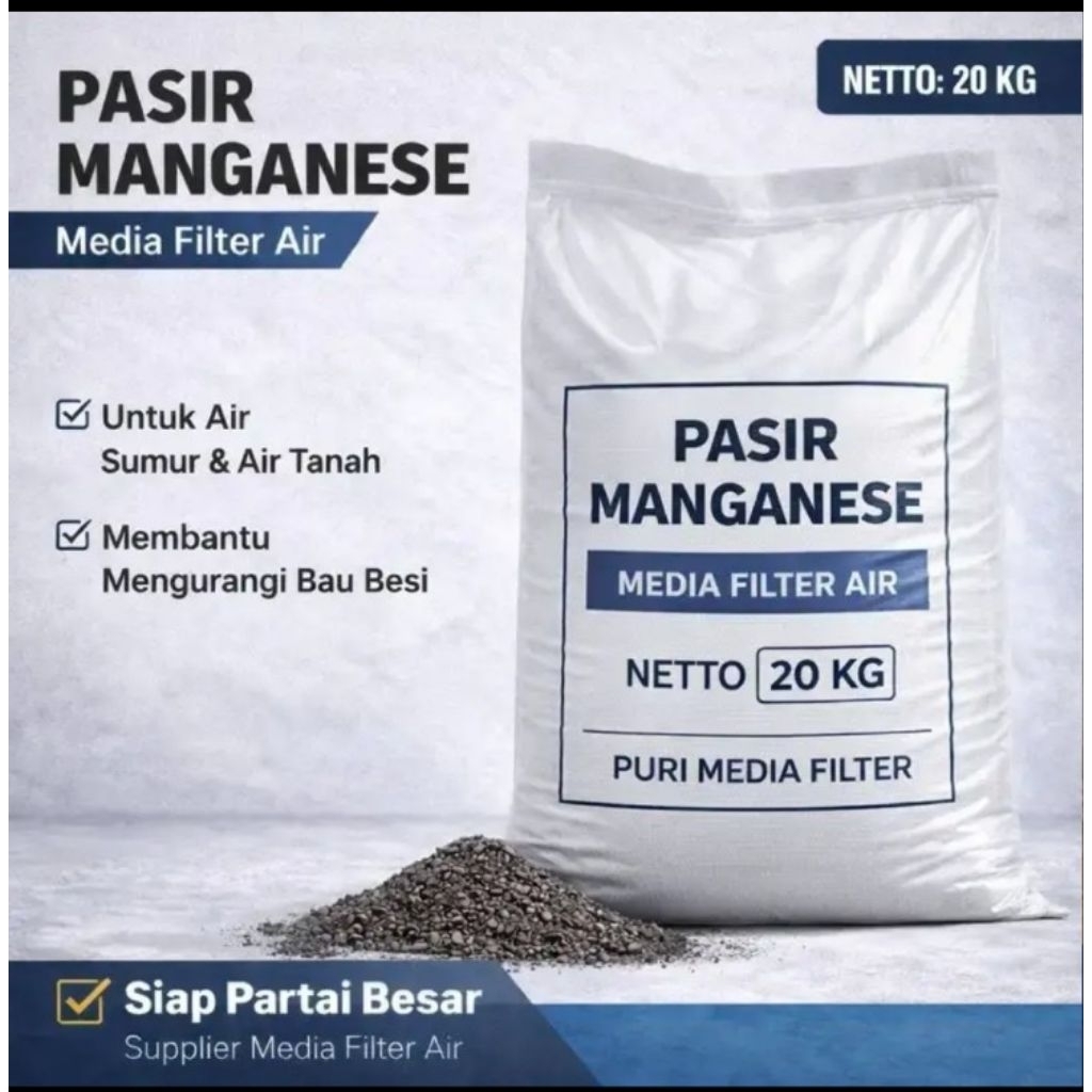 Pasir Manganese 20 KG / Manganese Filter Media / Puri Media Filter Air Menghilangkan Bau Besi & Air 