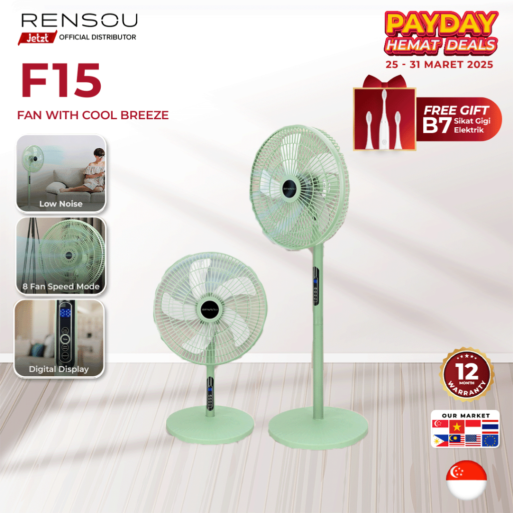 RENSOU F15 Kipas Angin 2in1 Standing Fan Desk 16 Inch Penyejuk Ruangan Kipas Lantai Rumah Meja