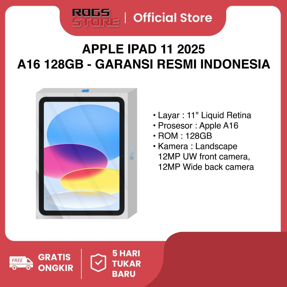 APPLE IPAD 11 2025 A16 128GB WIFI 11 INCH GARANSI RESMI INDONESIA IBOX