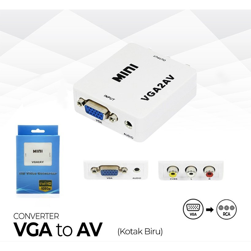 Mini VGA TO AV RCA / Converter VGA2AV 3.5mm Audio / VGA To RCA Video Converter
