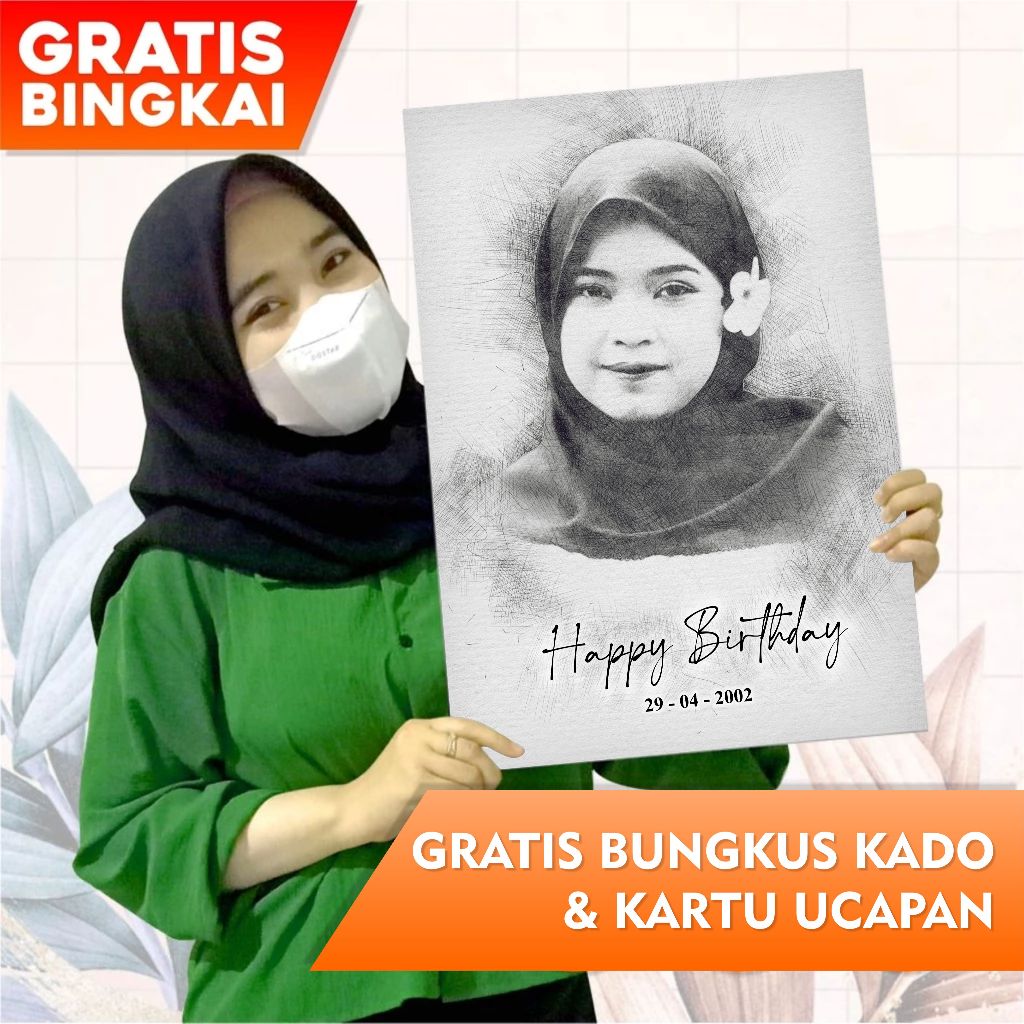 [Bisa COD] Lukisan Keren|Lukisan Murah|Lukisan Wajah|Kado Lukisan|Sketsa Wajah