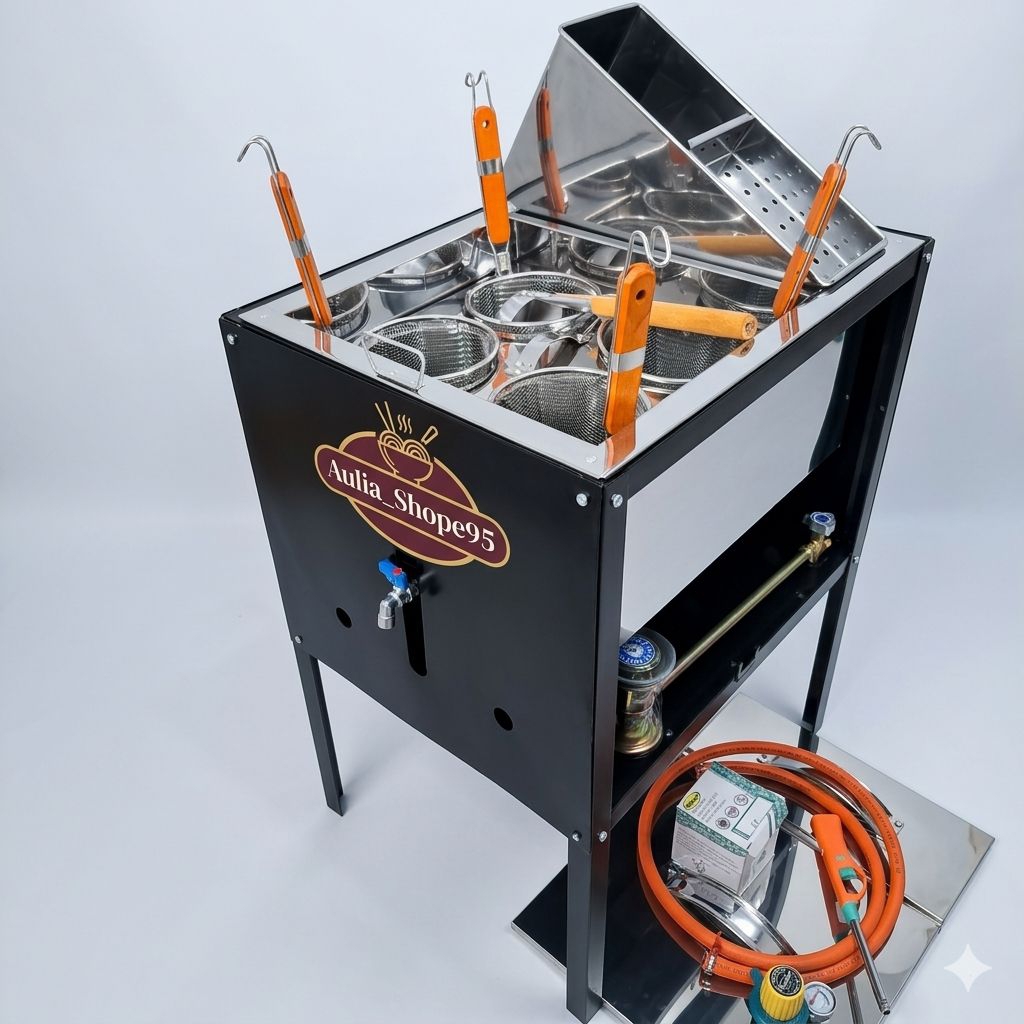 dandang mie ayam 4 lubang lengkap / panci  mie ayam  bakso kotak stainless / dandang mie kocok