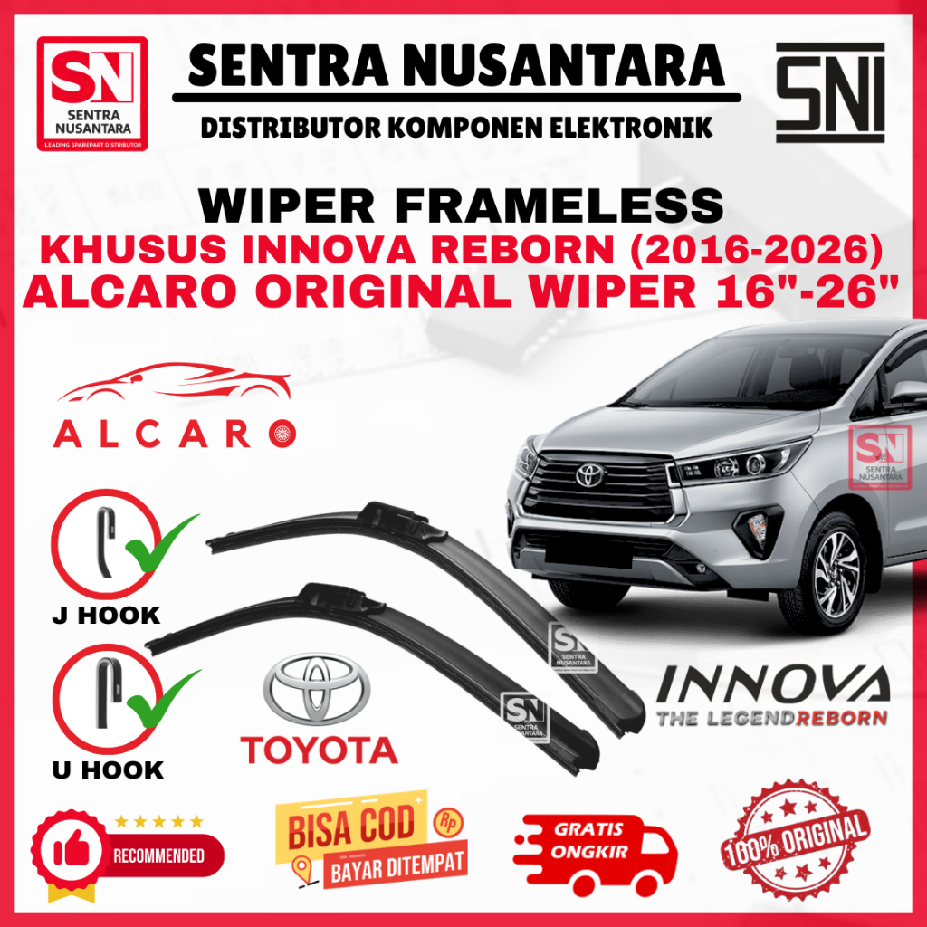 Wiper Mobil Toyota Innova Reborn (2016-2026) Merk ALCARO ORIGINAL | Wiper Kaca Mobil Innova Reborn M