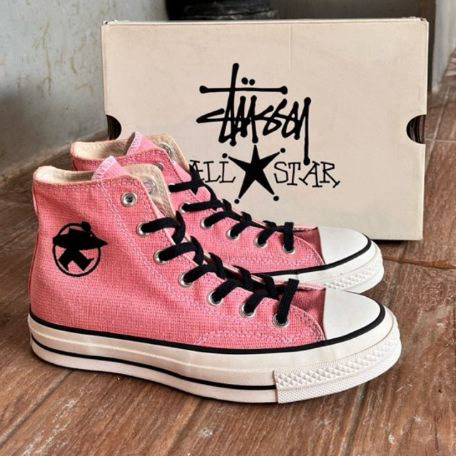 Converse CT hi 70s x Stussy ‘Surfman’ pink Hemp