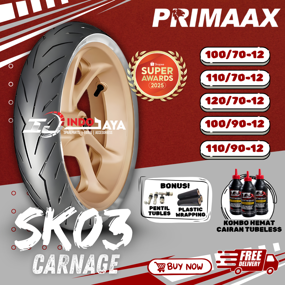[COD READY] BAN PRIMAAX SK03 RING 12 ( 100/70-12 - 110/70-12 - 120/70-12 - 100/90-12 - 110/90-12 ) V