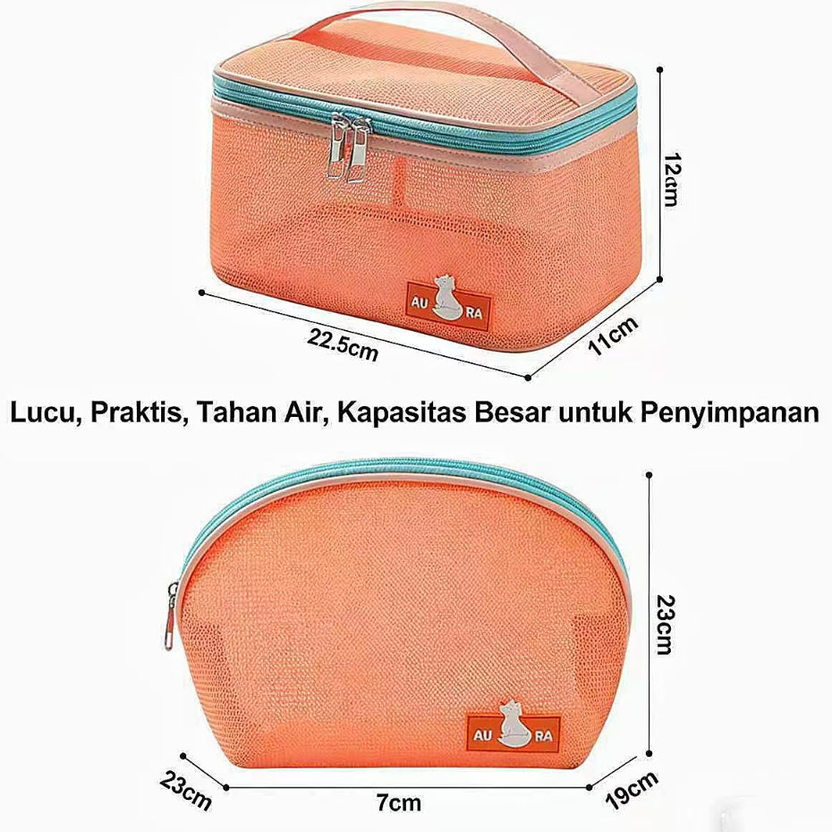 Pouch mini Tas Kosmetik Travel poch Puch makeup  aesthetic plastik Transparan set alat mandi NAK04 -