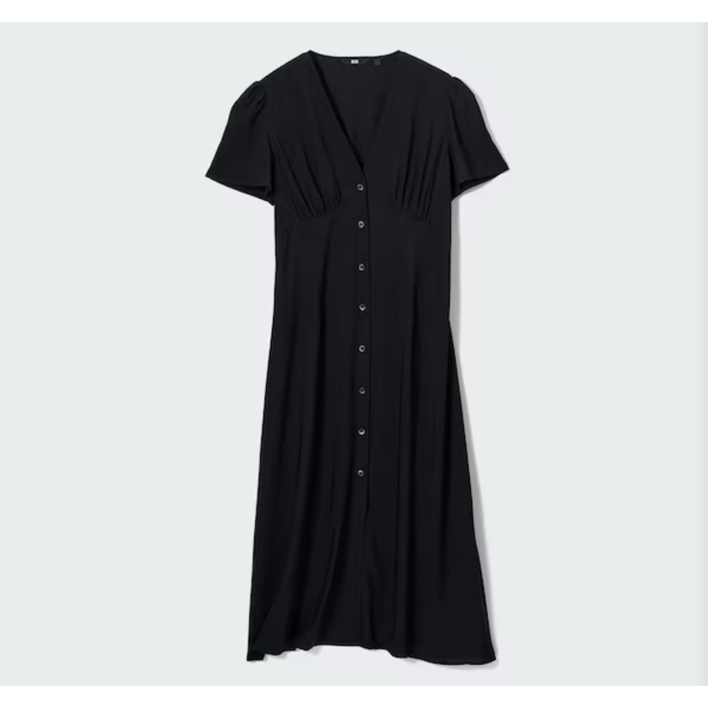 V-Neck Short-Sleeve Flare Dress Uniqlo