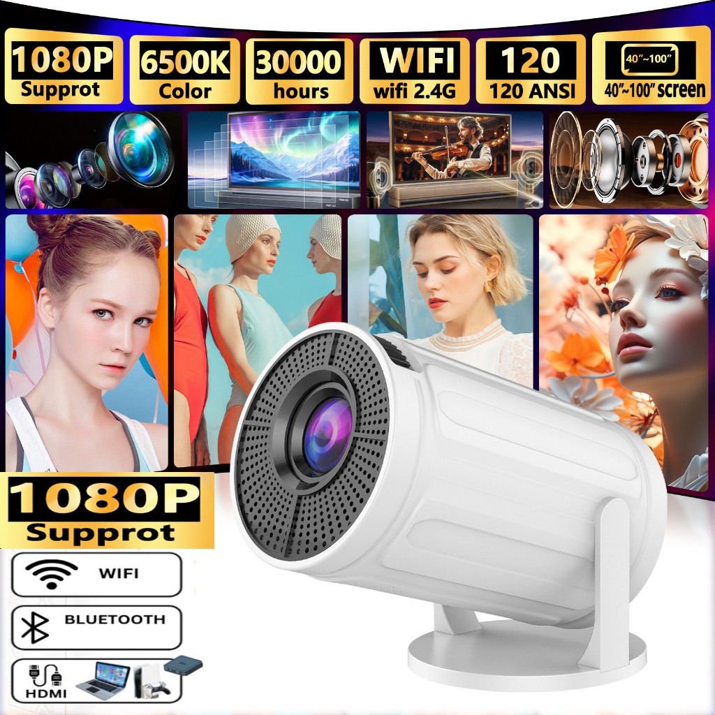 RY008 Proyektor Haiqi 3100 Bluetooth Proyektor Wifi 2.4G Portabel Mini LED Proyektor Support 1080P O