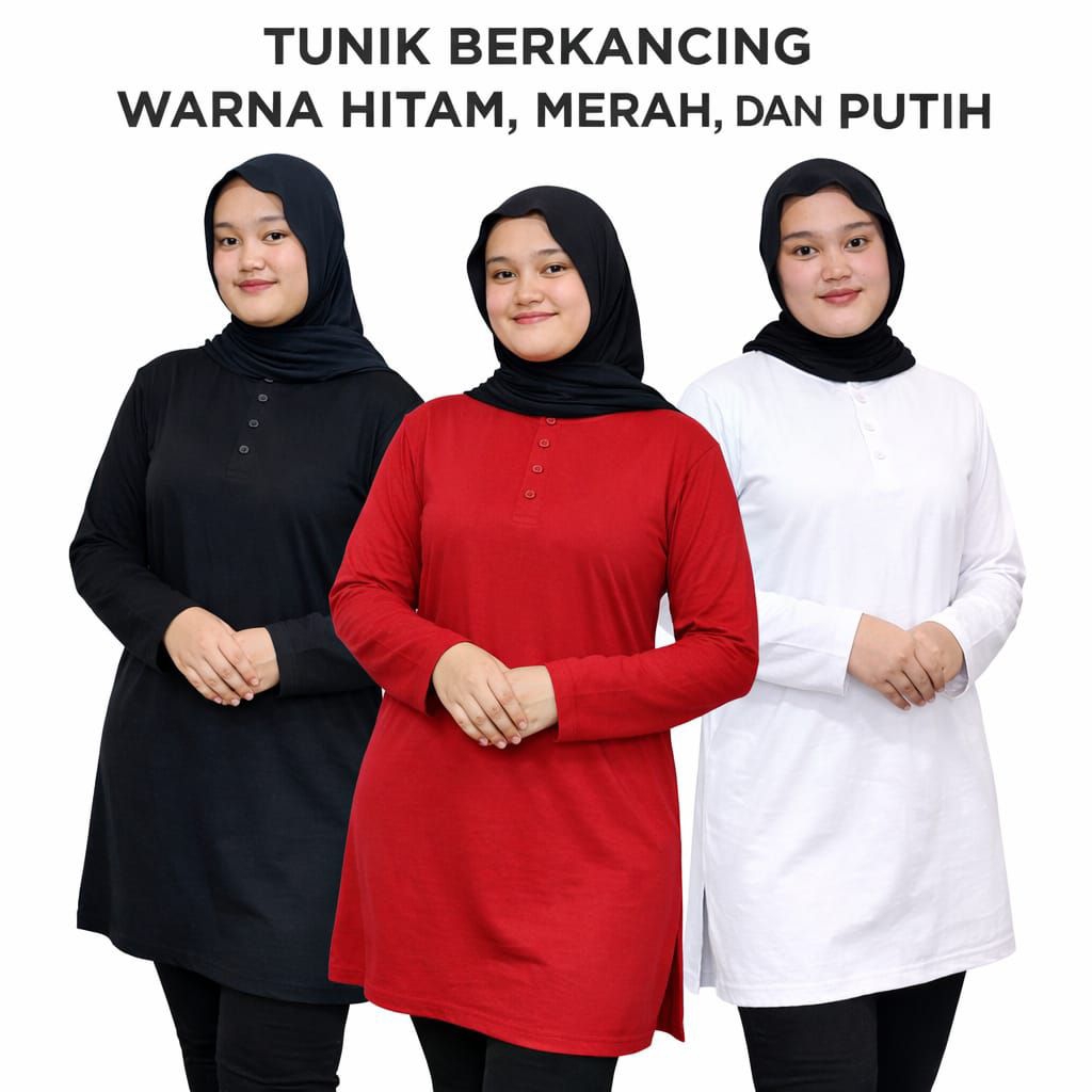 Tunik Berkancing Premium/ Cotton Combed 24s