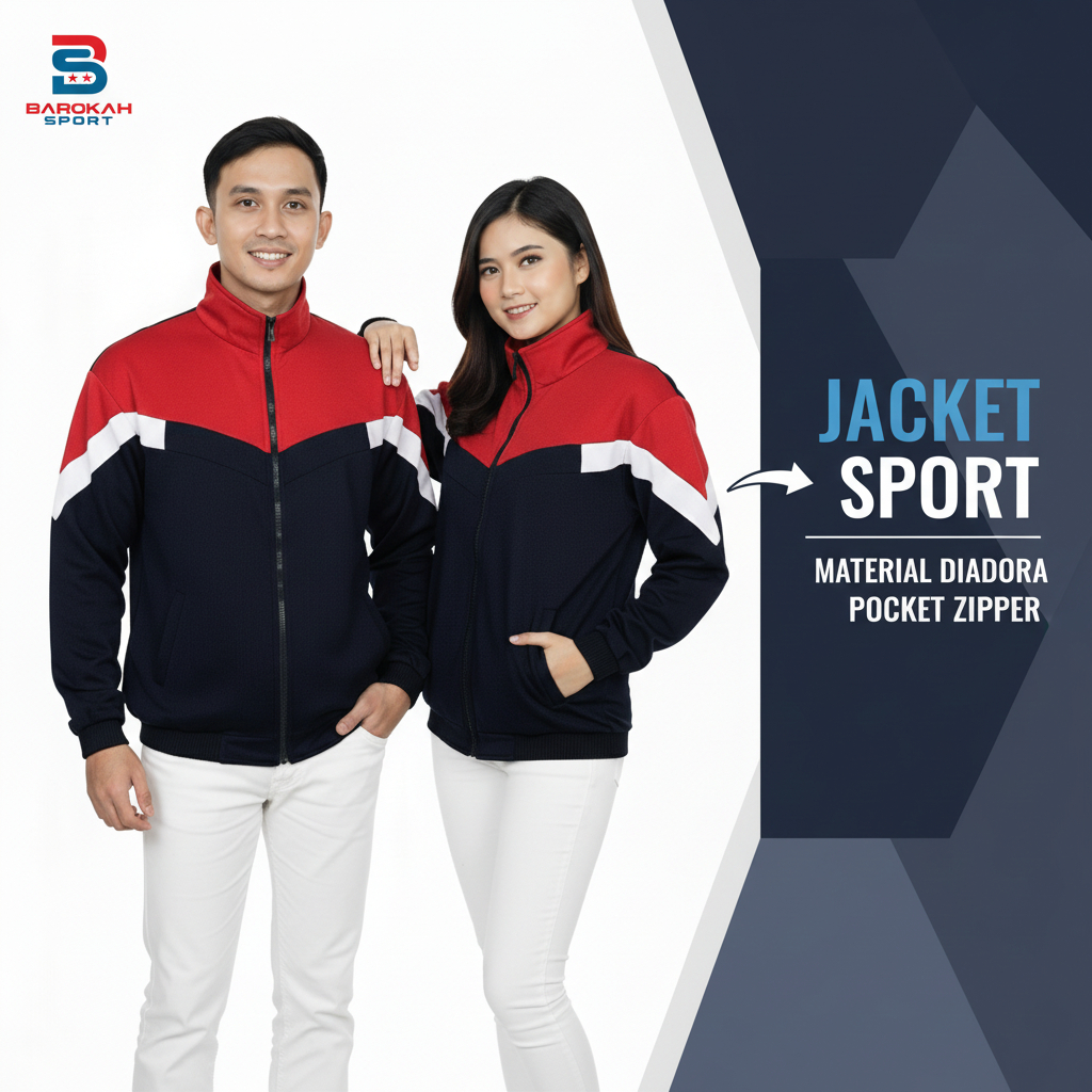 HM Barokah - Jaket Olahraga Laki Laki Perempuan Jaket Training Unisex Jaket lari/bersepeda senam/jog