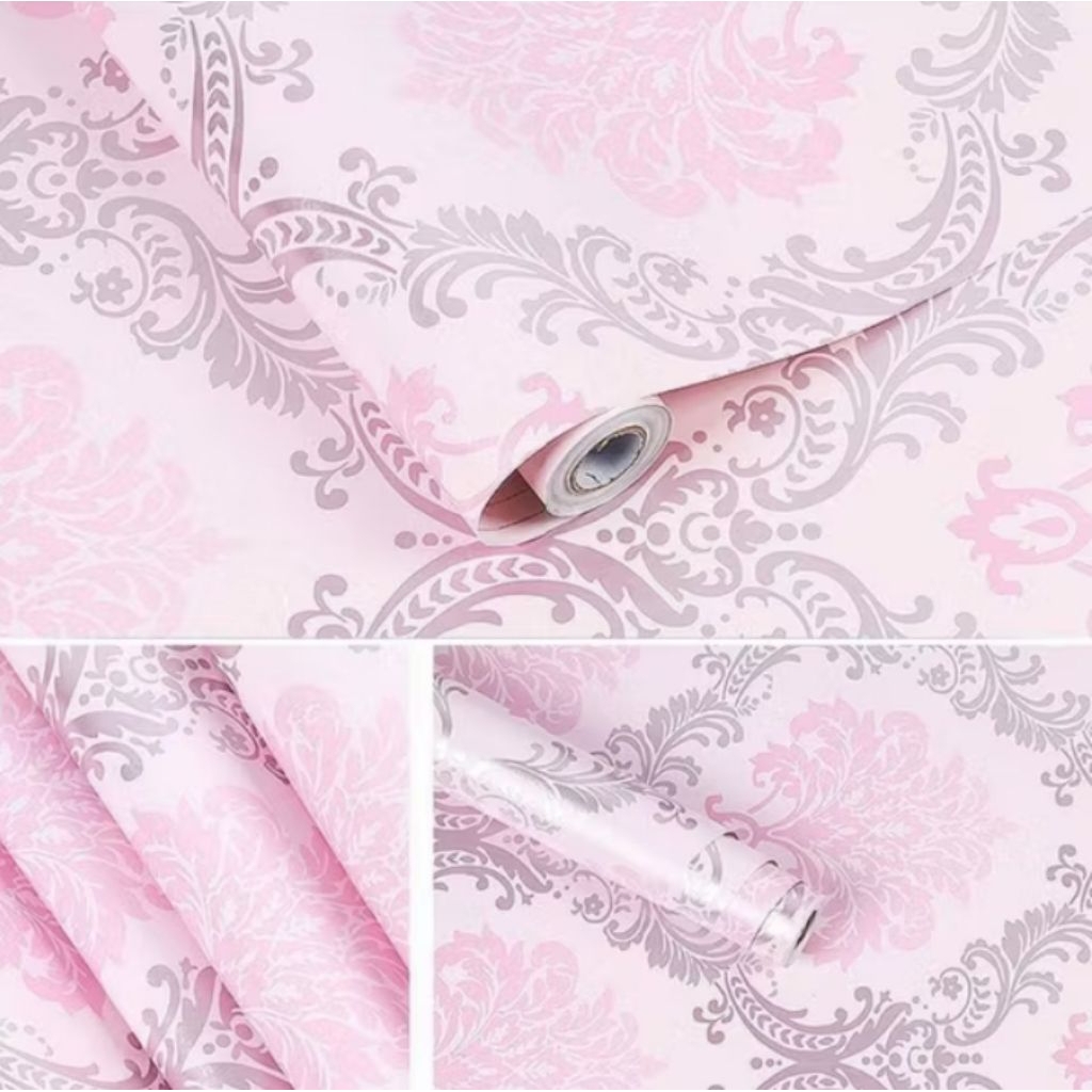 WALLPAPER DINDING RUANG TAMU KAMAR BATIK PINK