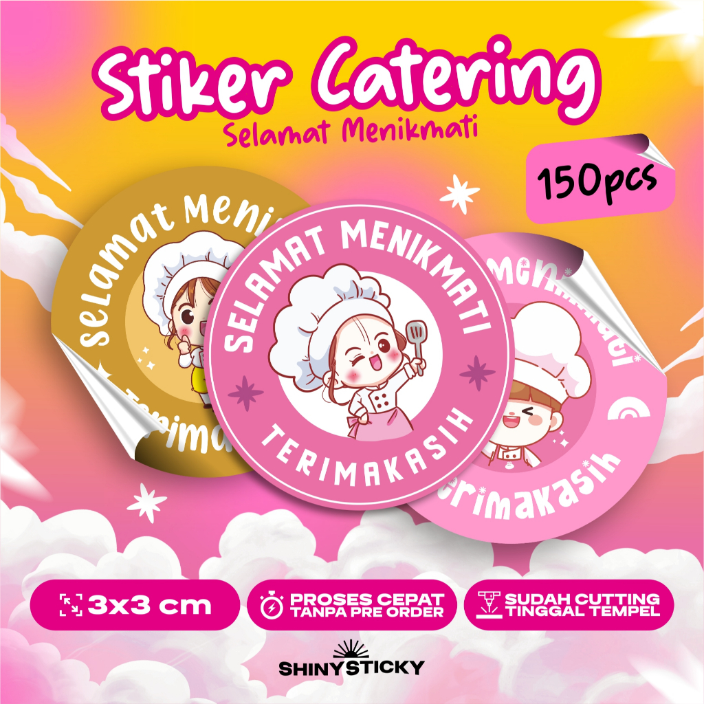 Sticker Label Makanan Catering Aesthetic Lucu - Custom & Pilih Desain | Stiker Kemasan Makanan