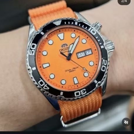Jam tangan Orient Ray Orange Dial second bekas