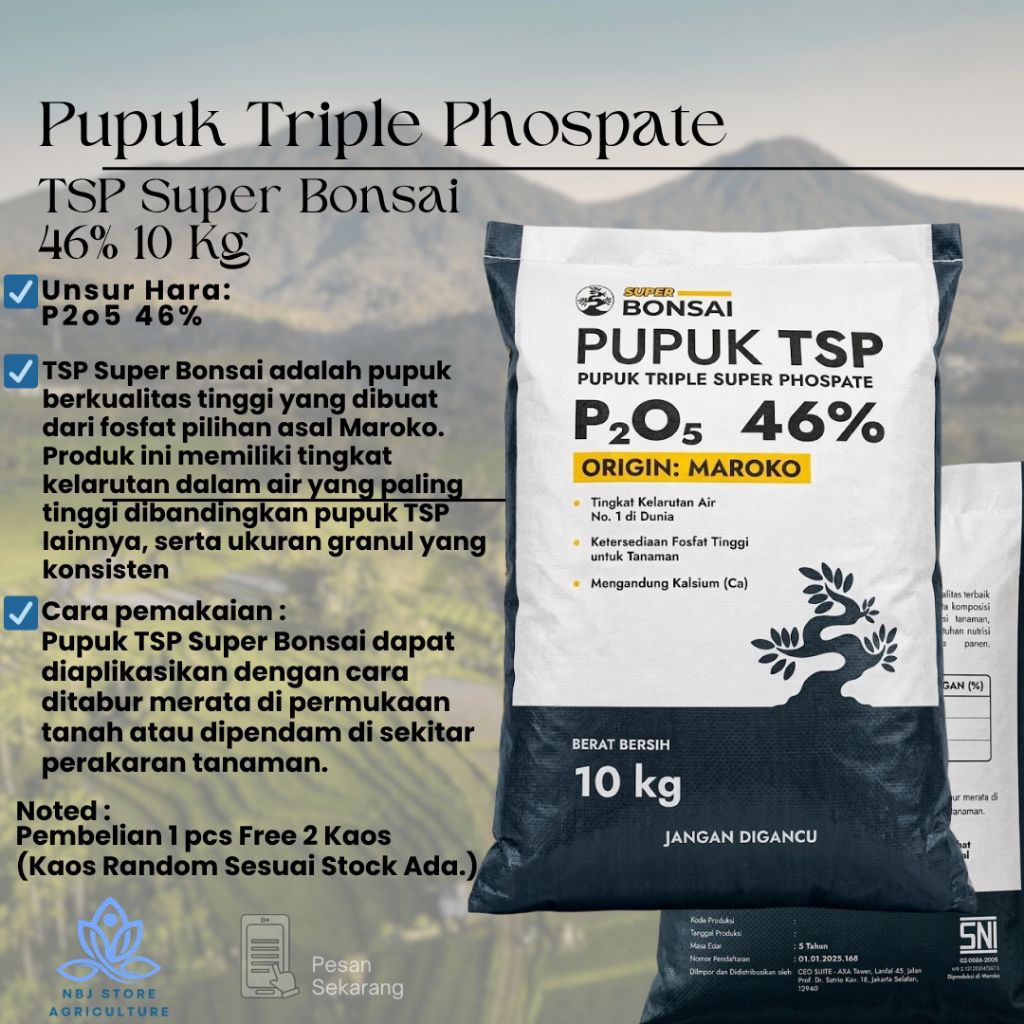 Pupuk TSP Super Bonsai 10 kg dengan Kandungan Fosfat 46% untuk Pertumbuhan Optimal
