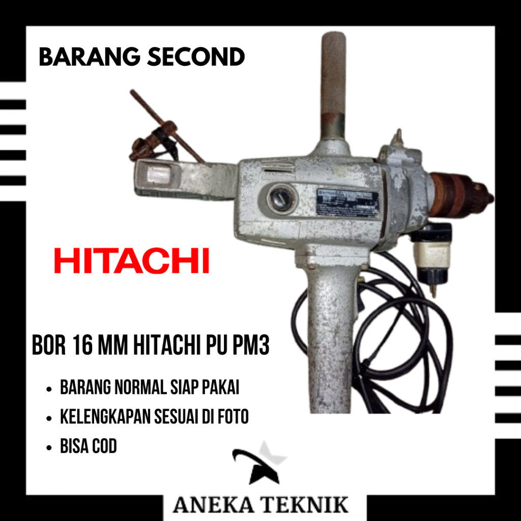 Mesin Bor 16mm Hitachi Hikokin PU-PM3 / Electric Drill HITACHI Hikoki 16mm PU PM3