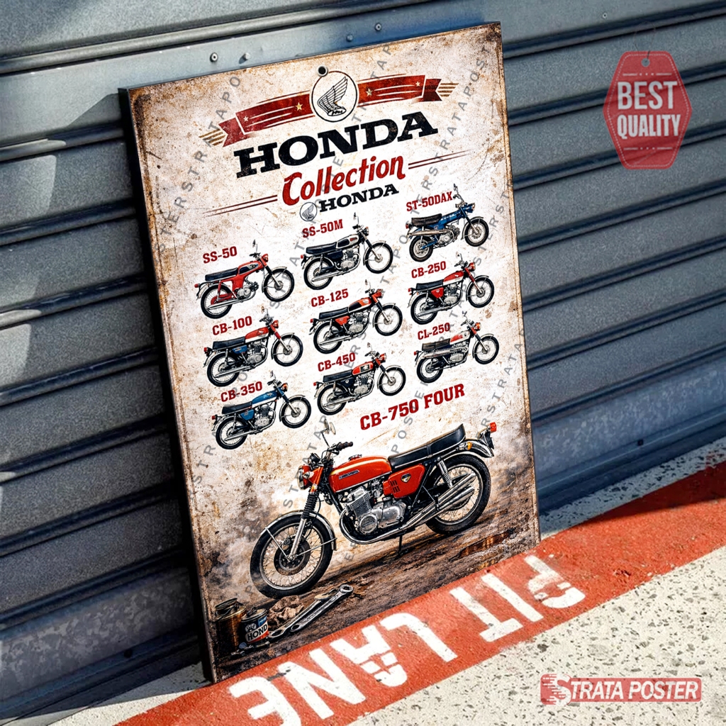 Poster Motor Klasik Honda CB Dekorasi Hiasan dinding Otomotif