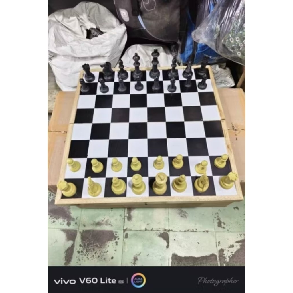 Papan Catur Kayu Biji Plastik Karpov Ukuran Jumbo 50X50 CM