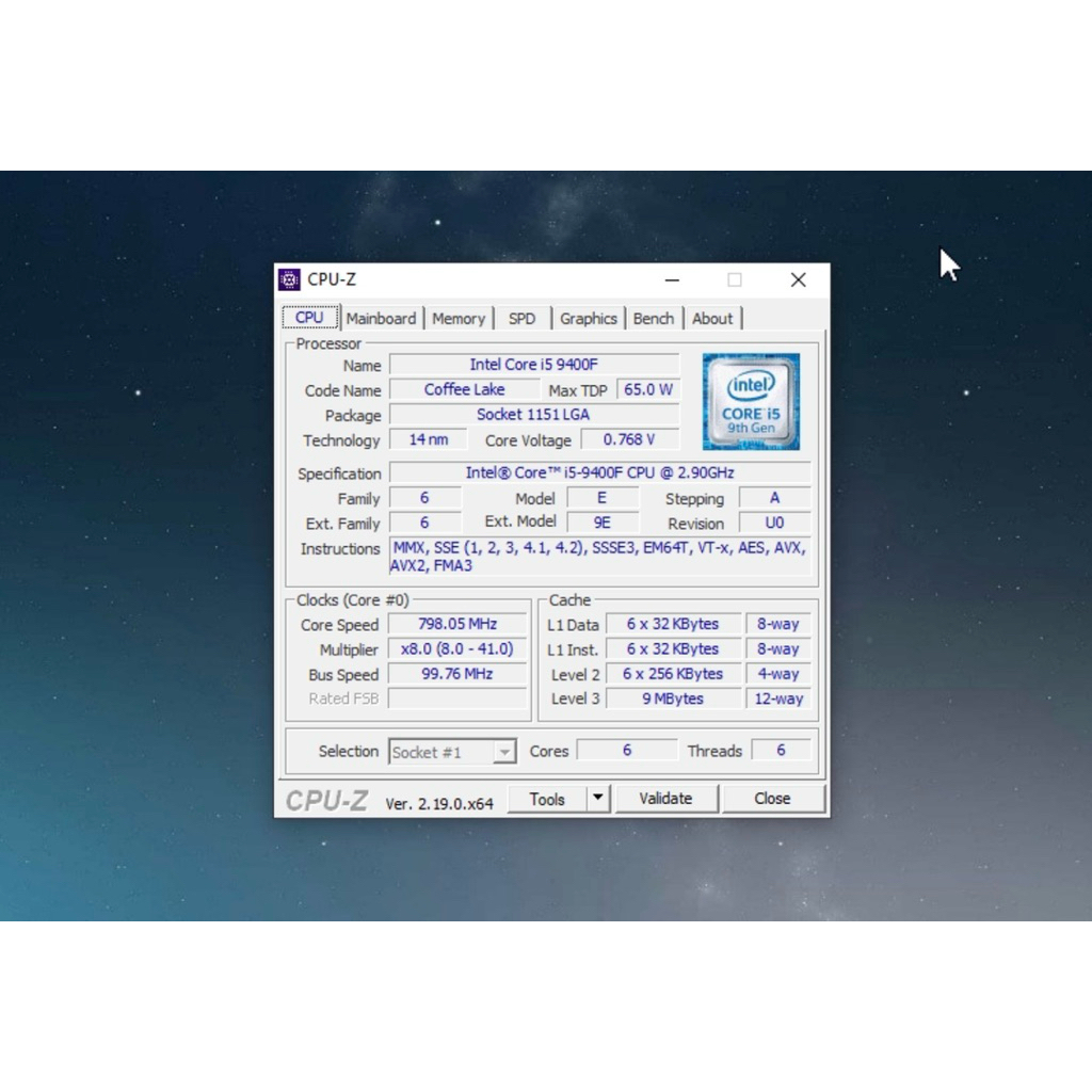 Processor Intel i5 9400F
